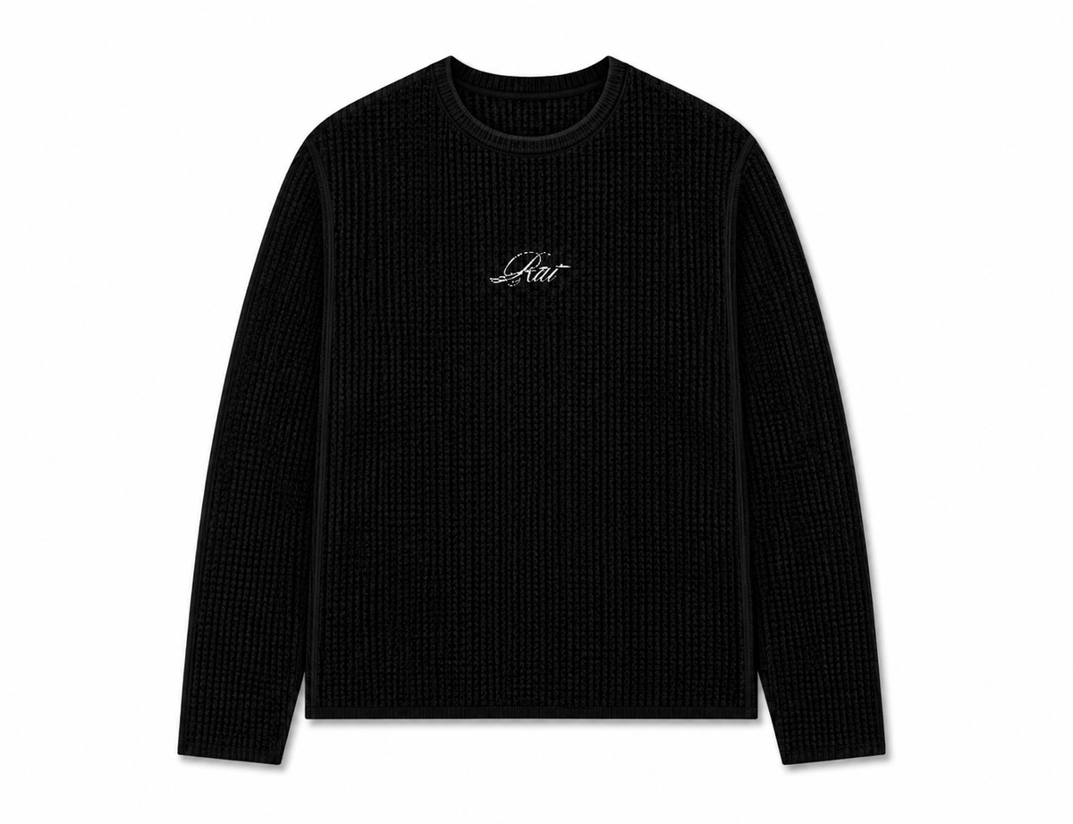 Rai Black Waffel Knit